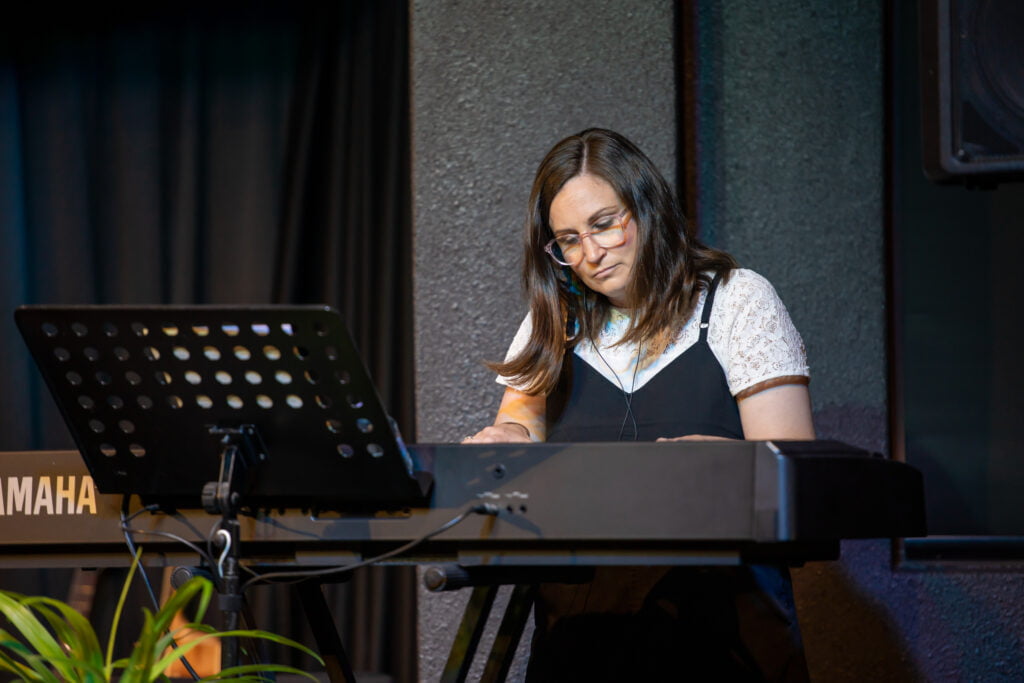 Nina playing the keyboard